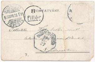 1900 Greeting mini-card with child flower (10,4 cm x 7 cm) (EM)