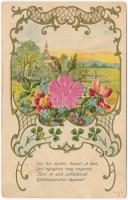 1911 Art Nouveau, floral, Emb. litho greeting card (EB)