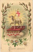 1906 Húsvéti üdvözlet / Easter greeting art postcard, sheep. M.S.i.B. 13726. Emb. litho (EK)