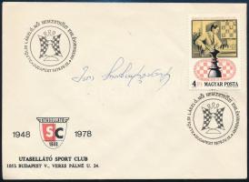 1963-1978 3 db alkalmi boríték műkorcsolya- és sakkversenyekről, résztvevők aláírásaival (Vásárhelyi...