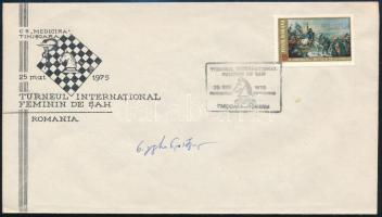 1963-1978 3 db alkalmi boríték műkorcsolya- és sakkversenyekről, résztvevők aláírásaival (Vásárhelyi...