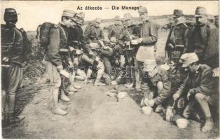 1914 Az étkezés / Die Menage / WWI Austro-Hungarian K.u.K. military, soldiers eating lunch (Rb)