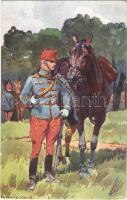 Huszár / Austro-Hungarian K.u.K. military art postcard, hussar with horse. B.K.W.I. 830-13. s: Ludwig Koch (EK)