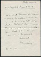 1948 Bizalmas levél Rákosi Mátyás részére kért telefonvonalról, borítékkal