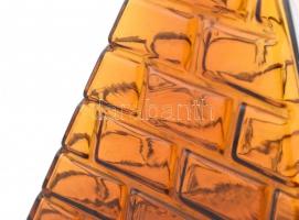 Gschwindt Budapest feliratú üveg váza tégla mintázattal, anyagában színezett, jó állapotban, m: 23 c...