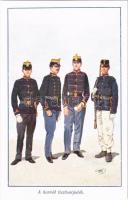 A honvéd tisztisarjadék. Honvédség története 1868-1918 / Austro-Hungarian K.u.K. military art postcard, officers s: Garay