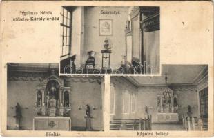1915 Erdőd, Károlyierdőd, Ardud; Irgalmas Nénék Intézete, belső, sekrestye, főoltár, kápolna / nunnery interior, main altar, chapel, sacristy