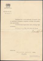 1941 Bp., Báró Bánffy Dániel birtokos, miniszer által aláírt kinevező okmány