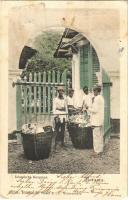 1905 Jakarta, Batavia; Inlandsche Koopman / Dutch East Indies, Indonesian folklore (apró lyukak / tiny pinholes)