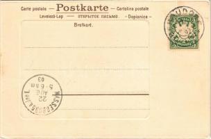 1903 Hunter art postcard with deer and stag in the forest. Serie 456. litho (EK)