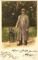 1900 Otto von Bismarck with his dog. litho (EK)