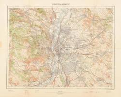 1930 Budapest és környékének térképe, 1:75.000, M. Kir. Állami Térképészet, 61,5x47 cm