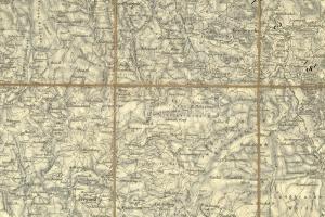 1882 Kuschwarda, Zone 10 Col. IX. katonai vászontérkép, 38,5×51 cm