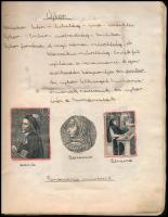A magyar történelmet összefoglaló gyűjtemény füzetben, benne sok kép leírásokkal, újságkivágások, irredenta illusztráció