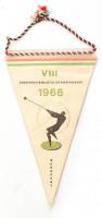 1966 Budapest, VIII. Atlétikai Európabajnokság zászló, gyűrődésekkel, h: 27 cm / European Athletic Championship banner, creases