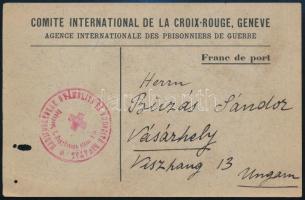 ~1942 Svájci tábori posta levelezőlap hadifogolytáborból küldve
