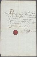 1867 Hivatalos okmány viaszpecséttel és okmánybélyeggel, a szöveg átiratával