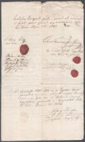 1843 Eladási szerződés ép viaszpecsétekkel