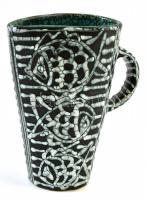 Iparművészeti vállalatos Gorka váza / kancsó, mázas kerámia, matricával jelzett, kis kopásnyomokkal, m: 20,5 cm