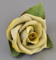 Herendi porcelán rózsa, kézzel festett, jelzett, apró lepattanásokkal, 8×6,5 cm