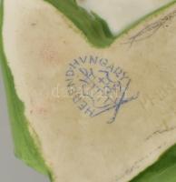 Herendi porcelán rózsa, kézzel festett, jelzett, apró lepattanásokkal, 8×6,5 cm