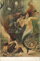 Seetrift / LÉpave / Erotic nude lady art postcard, mermaid. Art moderne 764. s: Guillaume