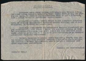~1940 Felhívás az önkéntes női honvédelmi szolgálatra, pergamenlapon
