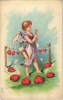 1911 Cupid with hearts. litho (EK)