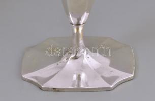 Ezüst(Ag) gyertyatartó pár, jelzett, talpa cementtel erősített, m: 26 cm, bruttó: 1120 g