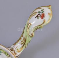 Herendi Viktória mintás porcelán füles, fedeles tartó, kézzel festett, jelzett, kopásnyomokkal, apró...