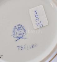 Herendi Viktória mintás porcelán füles, fedeles tartó, kézzel festett, jelzett, kopásnyomokkal, apró...