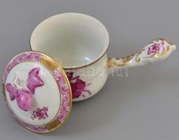 Herendi Apponyi mintás füles csokoládés csésze fedővel, kézzel festett, jelzett, hibátlan, h: 12 cm