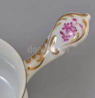 Herendi Apponyi mintás füles csokoládés csésze fedővel, kézzel festett, jelzett, hibátlan, h: 12 cm