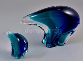 Nason muranói jegesmedve, matricával jelzett, hibátlan, 21×15,5 cm + kicsi jegesmedve, matricával je...