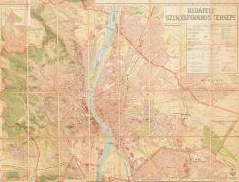 cca 1940 Budapest székesfőváros térképe, 1:25.000, M. Kir. Állami Térképészet, vászonra kasírozva, 89x68 cm