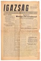1956 Igazság, a forradalmi magyar honvédség és ifjúság lapja, I. évf. 7. sz., 1956. november 1., benne a forradalom híreivel, szakadásokkal, kis hiánnyal, 4 p.
