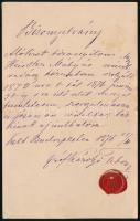 1876-1886 Bizonyítvány vadászati tevékenységről ép viaszpecséttel, Károlyi gróf aláírásával + lőjegyzék az elejtett vadakról, utóbbi szakadt