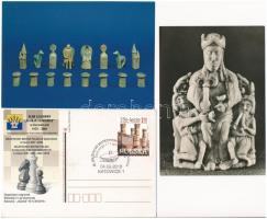 31 db MODERN sakk motívum képeslap: figurák / 31 modern chess motive postcards: pieces