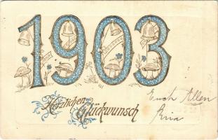 1903 Herzlichen Glückwunsch / Dombornyomott újévi üdvözlet / New Year Greeting. Emb. (EK)