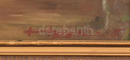 Hargitai Zsigmond (1942-2004): Erdőbelső. Olaj, farost, jelzett. Dekoratív fa keretben. 45x62 cm