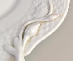 Herendi porcelán süteményes készlet 6 személyes, fehér mázas, formába nyomott jelzéssel, hibátlan