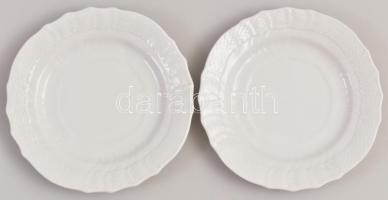 Herendi porcelán süteményes készlet 6 személyes, fehér mázas, formába nyomott jelzéssel, hibátlan