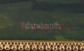 Ridovics Péter (1953-): Cáki pincék. Olaj, farost, jelzett. Hátoldalán Képcsarnok Vállalat címkéjéve...