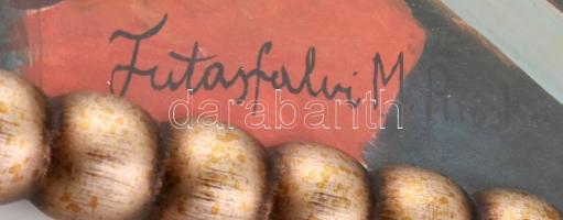 Futasfalvi M. Piroska jelzéssel: Merengő. Olaj, farost. Dekoratív, üvegezett fa keretben. 79x69,5 cm