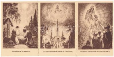 13 db RÉGI magyar vallásos motívum képeslap: Hit, Remény, Szeretet + Mi Atyánk képeslapfüzet / 13 pr...