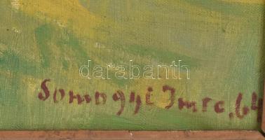 Somogyi Imre (1918-1999): Őszi táj Aquincumnál, 1964. Olaj, vászon. Jelzett. Hátoldalán autográf fel...