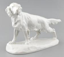 Herendi nagy méretű kutya szobor. Fehér mázas, benyomott jelzéssel, címerrel. hibátlan h:43 cm, m:28 cm