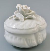 Herendi rózsás bonbonniere. Fehér mázas, benyomott jelzéssel, hibátlan d: 7,5 cm