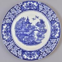 Olde Alton Wane kék mintás porcelán tányér, levonóképes, jelzett, kis lepattanással, d: 20 cm