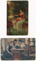 10 db RÉGI művész motívum képeslap / 10 pre-1945 art motive postcards: Degi-Gemälde